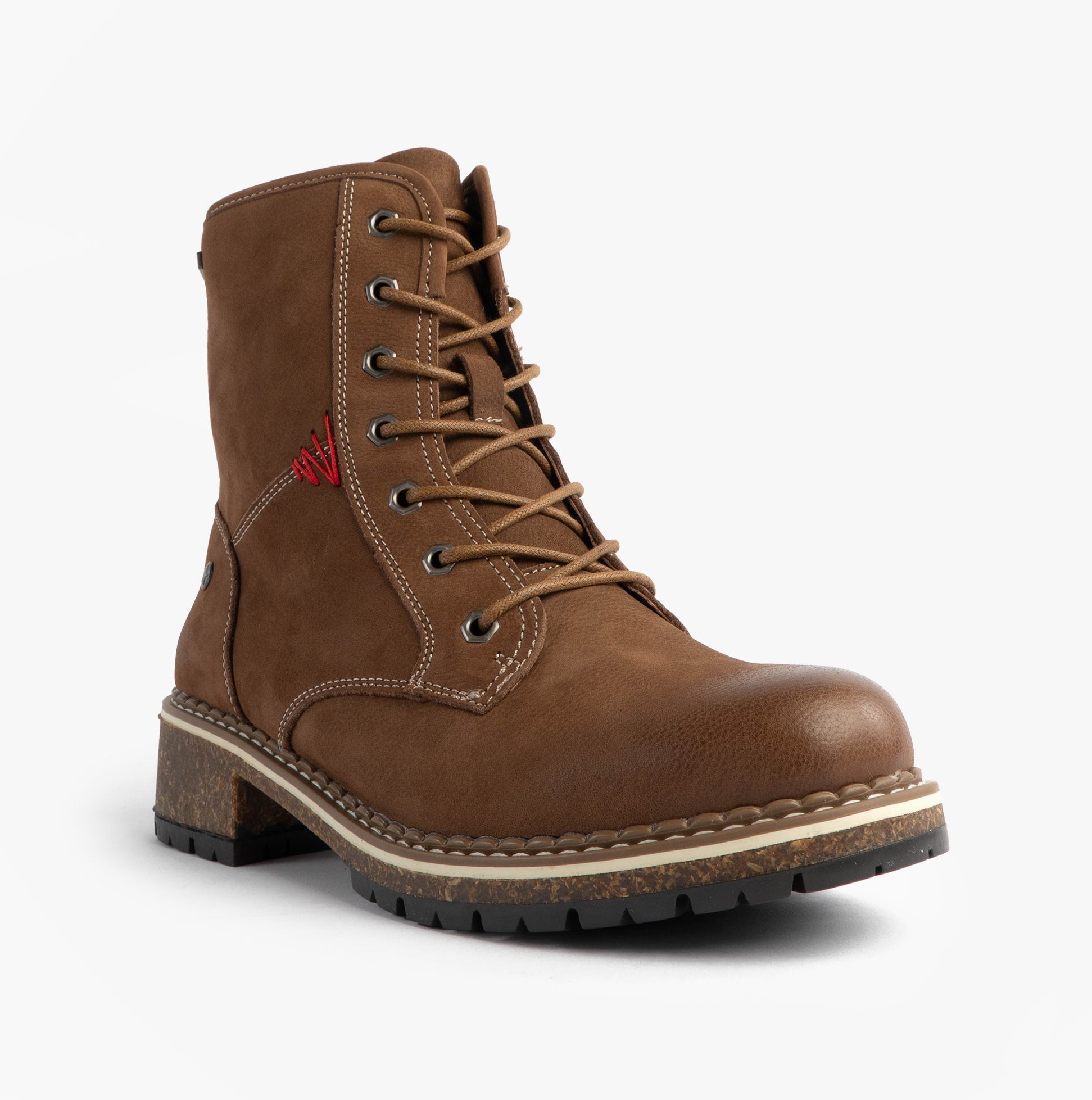 Josef Seibel WAYLYNN 10 Womens Lace Up Ankle Boots Brown side view with lace-up closure and round toe shape.