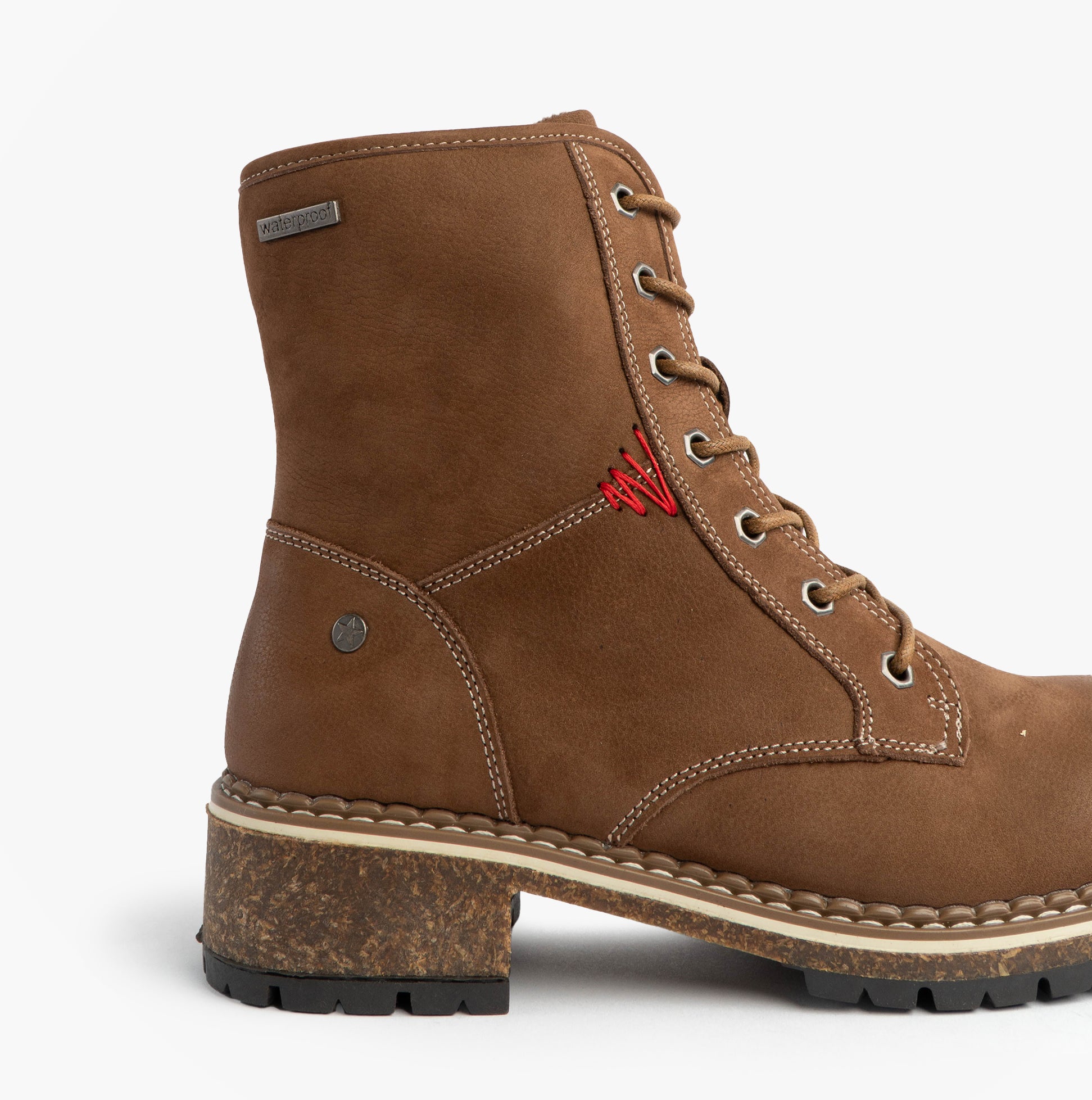 Josef Seibel WAYLYNN 10 Womens Lace Up Ankle Boots Brown side view, featuring leather upper and lace-up design.