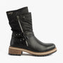 Josef Seibel WAYLYNN 13 Womens Biker Boots Black side view with zipper detail and mid-calf height.