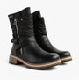Josef Seibel WAYLYNN 13 Womens Biker Boots Black side view highlighting zipper and strap details.