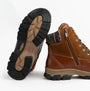 Josef Seibel WYNTER 02 Womens Waterproof Lace Up Boots Brandy side view showing rubber sole and detailed upper design.