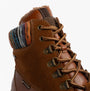 Josef Seibel WYNTER 02 Womens Waterproof Lace Up Boots Brandy side view highlighting lace detail and colorful cuff.