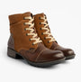 Josef Seibel SUSIE 03 Ladies Boots Camel Combi side view showing leather and suede upper with lace-up and zip closure.