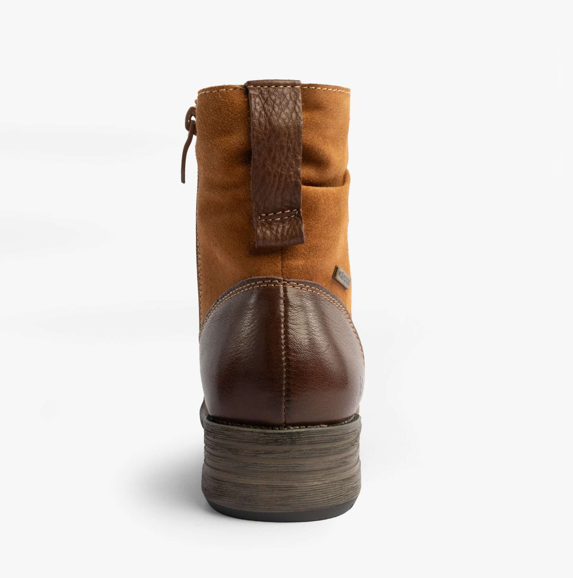 Josef Seibel SUSIE 03 Ladies Boots Camel Combi rear view showing the leather and suede design.