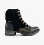 Josef Seibel SUSIE 03 Ladies Boots Blue Combi side view showcasing lace-up design, round toe shape and low heel.