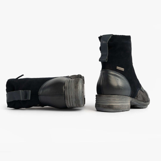 Josef Seibel SUSIE 03 Ladies Boots Blue Combi rear and side view showcasing leather and suede materials.