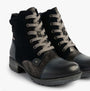 Josef Seibel SUSIE 03 Ladies Boots Blue Combi side view showing lace-up and zip closure with leather and suede upper.
