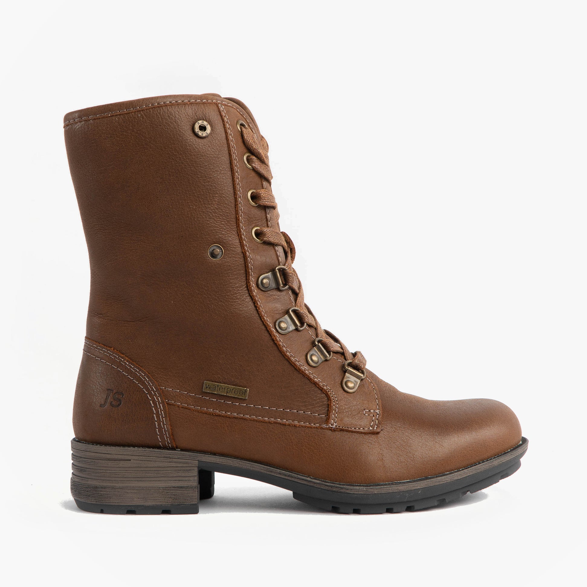 Josef Seibel SUSIE 04 Womens Boots Brown side view, lace-up ankle boots in brown leather with rubber sole.