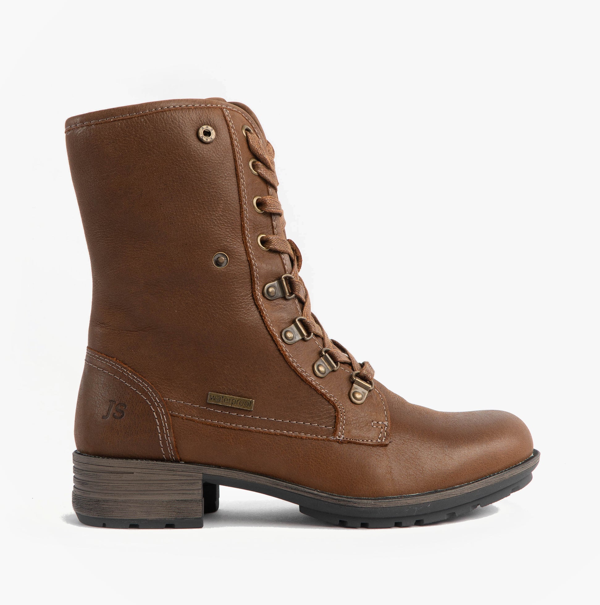Josef Seibel SUSIE 04 Womens Boots Brown side view, lace-up ankle boots in brown leather with rubber sole.