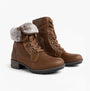 Josef Seibel SUSIE 04 Womens Boots Brown side view featuring lace-up design and fur-lined collar