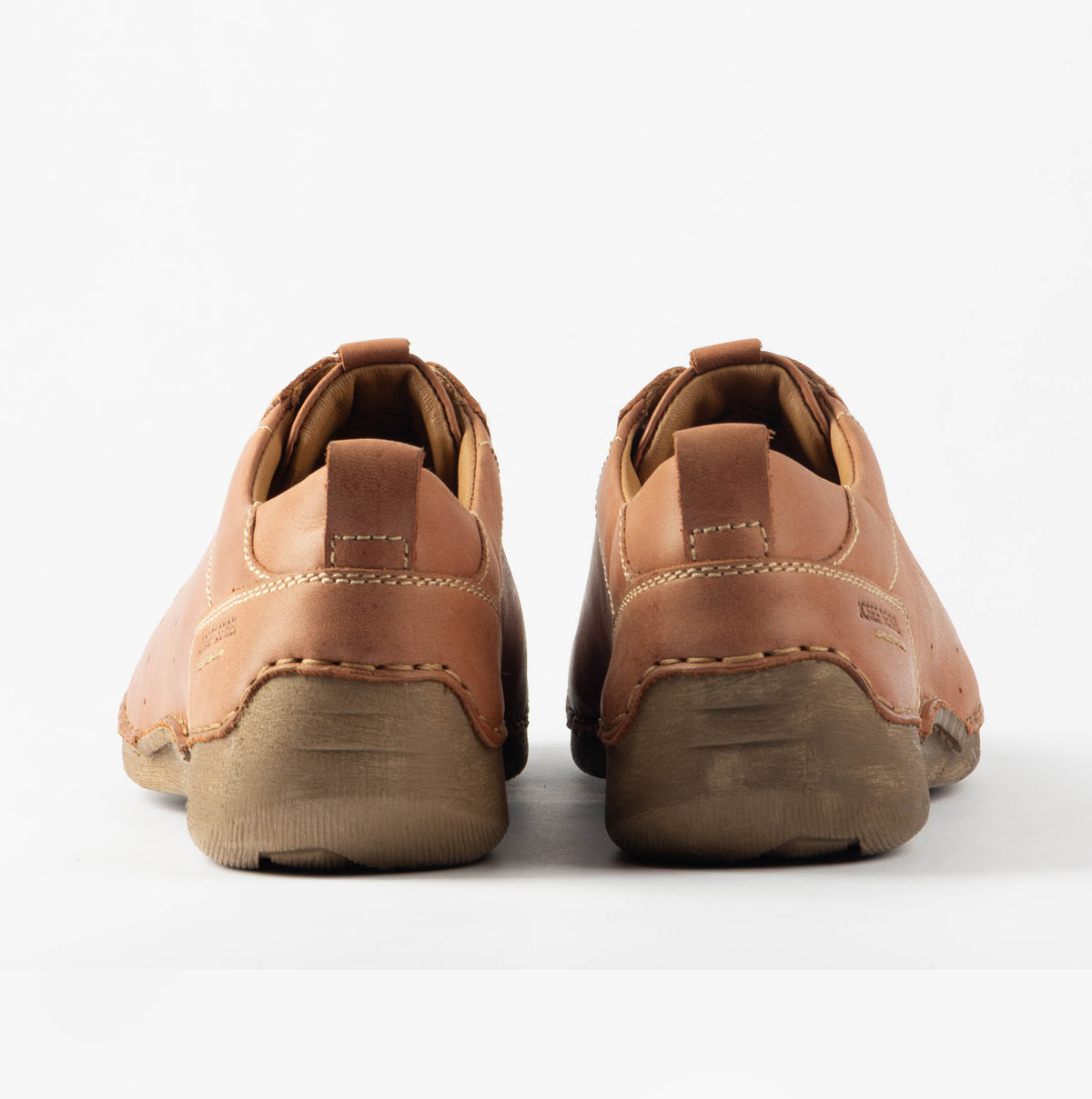 Josef Seibel FERGEY 56 Womens Casual Shoes Cognac back view showcasing brown leather upper and low top design.