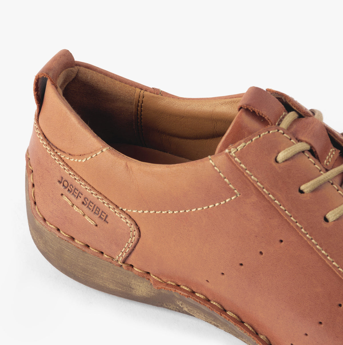 Josef Seibel FERGEY 56 Womens Casual Shoes Cognac detail view showing leather upper and lace-up closure.