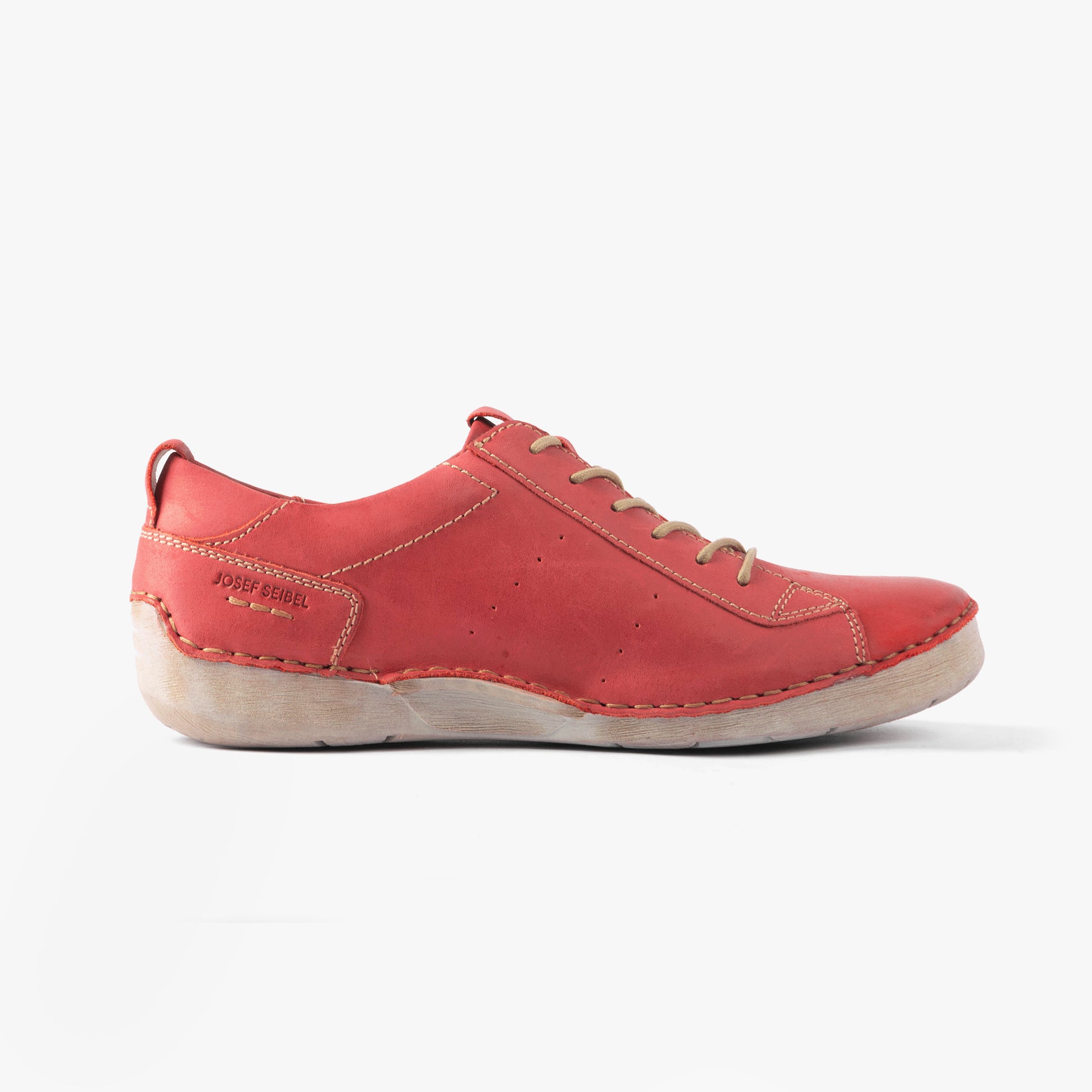 Josef Seibel FERGEY 56 Womens Casual Shoes Hibiscus side view showcasing leather upper, lace-up detail, and flat sole.