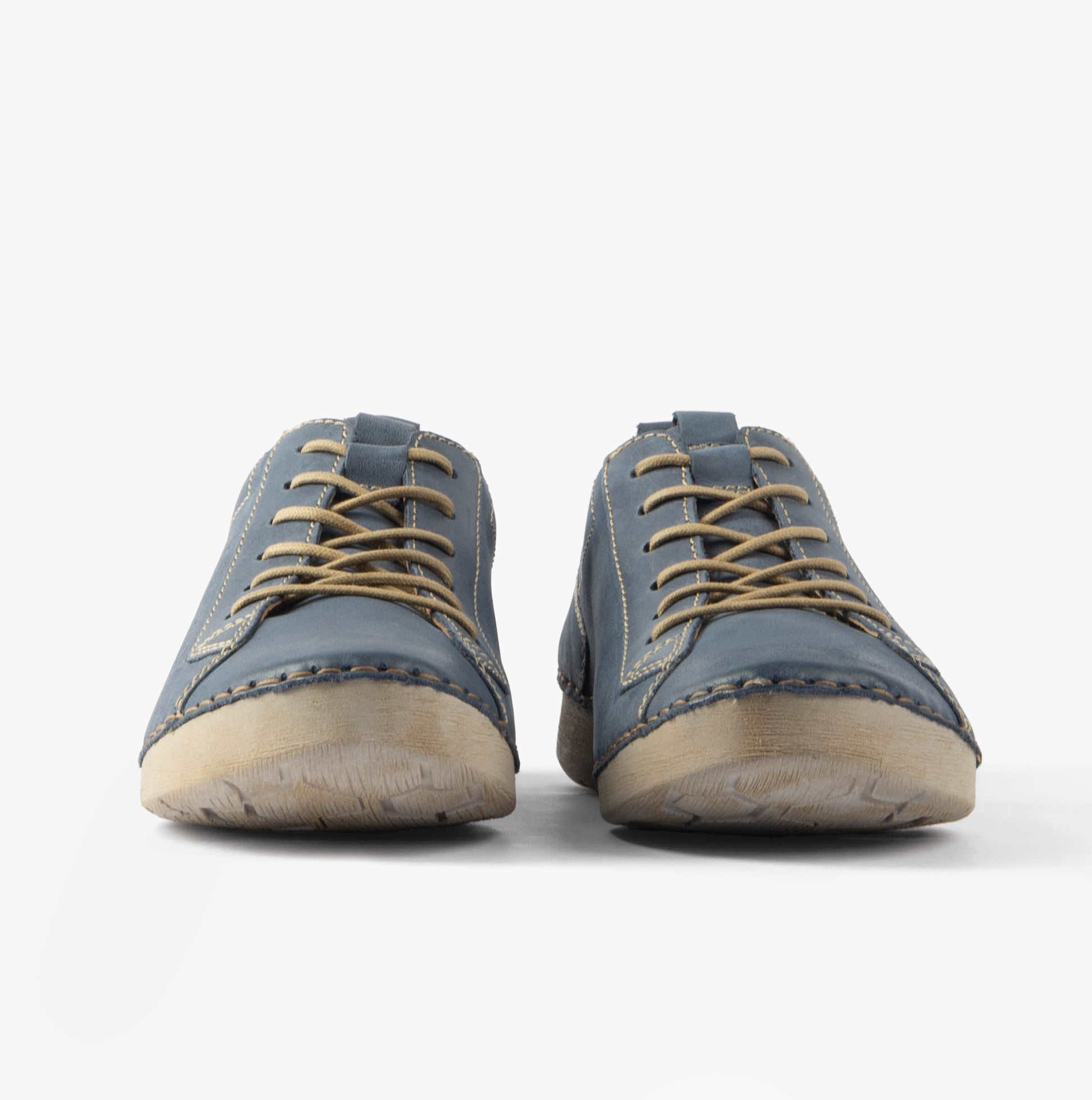 Josef Seibel FERGEY 56 Womens Casual Shoes Shark front view showcasing blue leather upper and lace-up design.