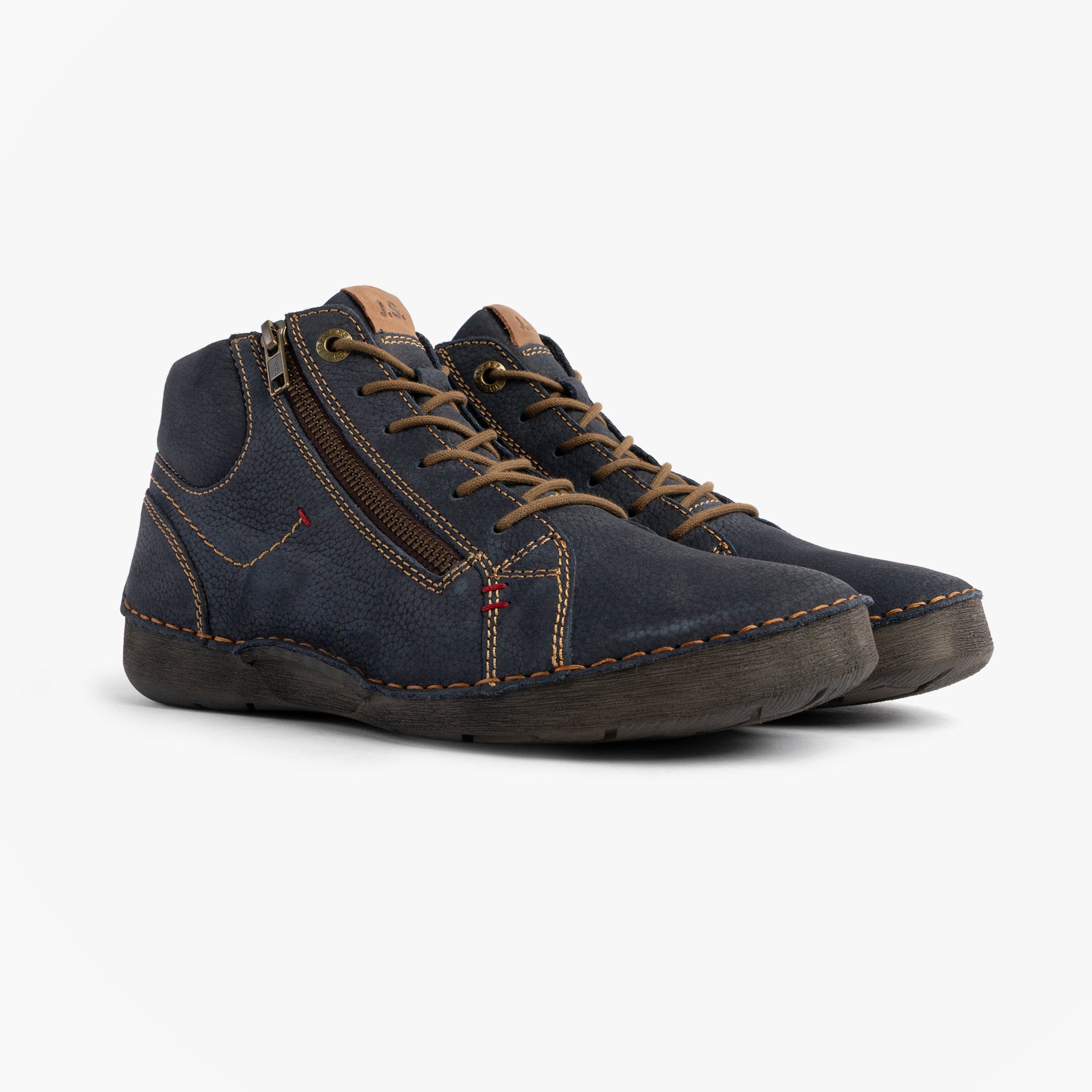 Josef Seibel FERGEY 67 Womens Size Zip Boots Ocean side view showing leather upper and lace-up design.