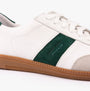 Josef Seibel JOLEEN 01 Womens Trainers Weiss-Smaragd side view showing white leather and green suede details.