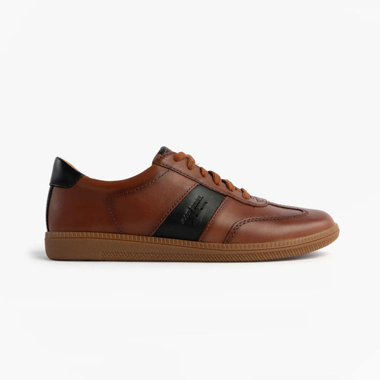 Josef Seibel JOLEEN 03 Womens Court Trainers Tan side view showing leather upper, lace-up closure and low-top design.