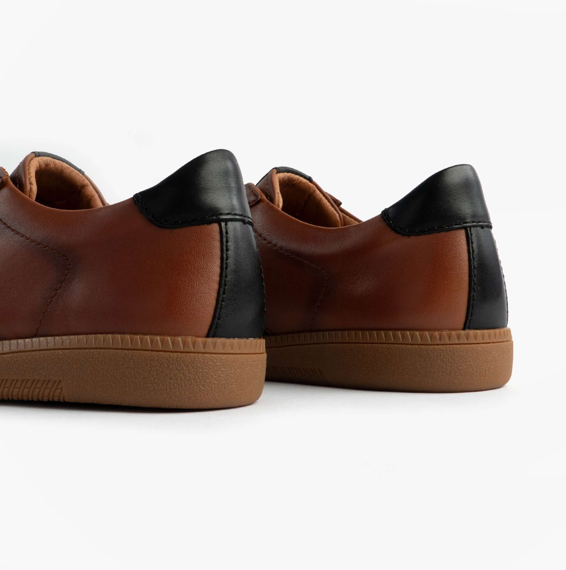 Josef Seibel JOLEEN 03 Womens Court Trainers Tan rear view showcasing brown leather and black detail.