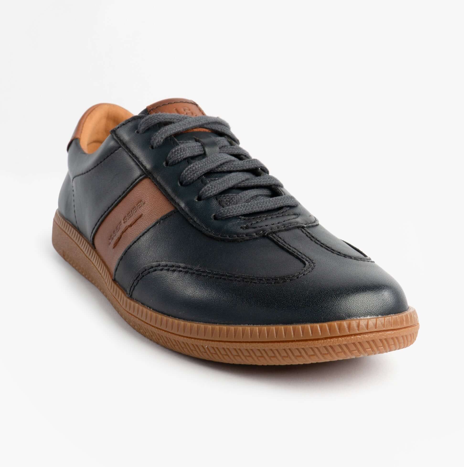 Josef Seibel JOLEEN 03 Womens Court Trainers Navy front view showcasing leather upper and lace-up closure.