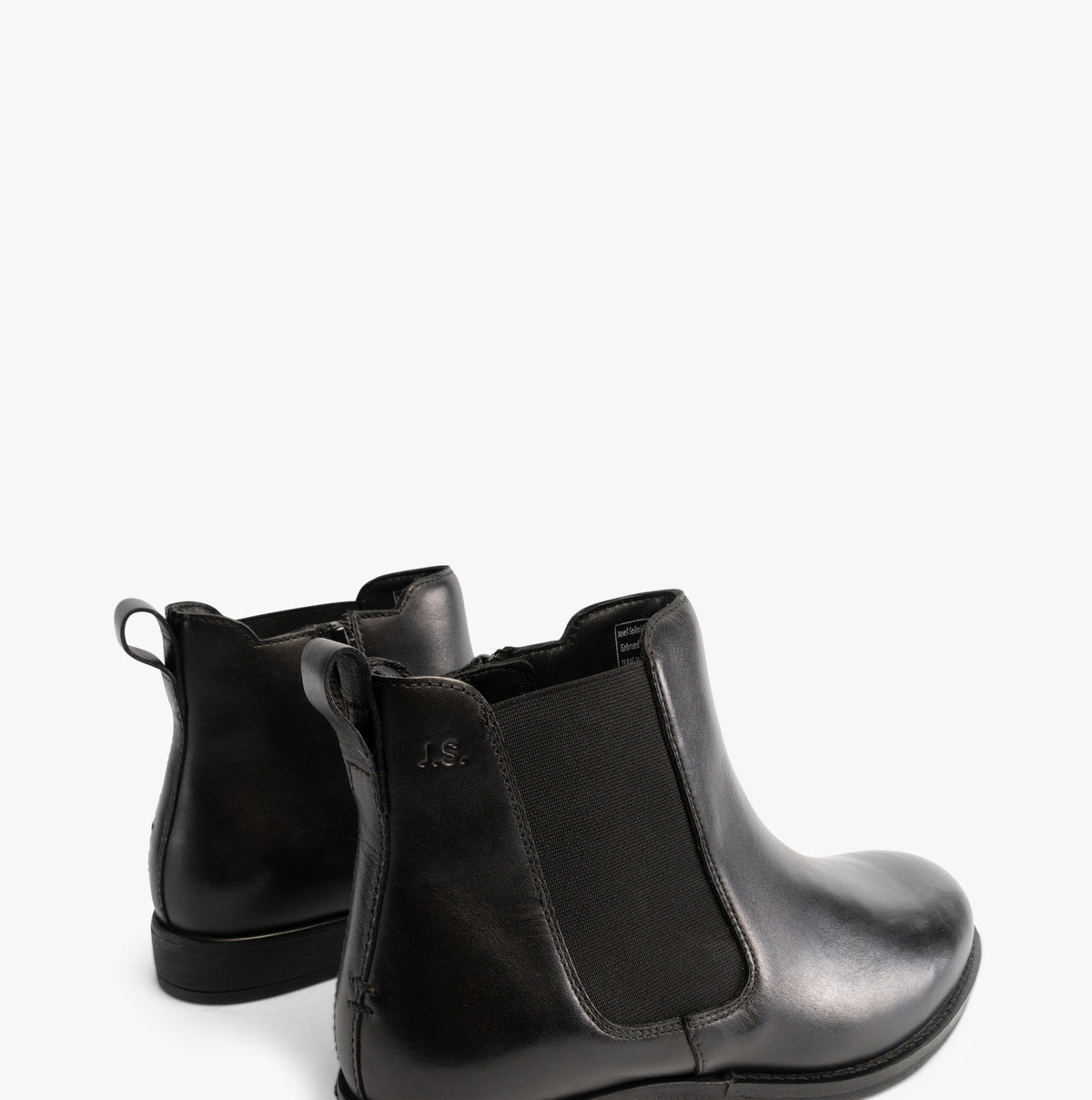 Josef Seibel SIMONA 03 Womens Ankle Boots Black rear view showcasing premium leather and elasticated side panels.