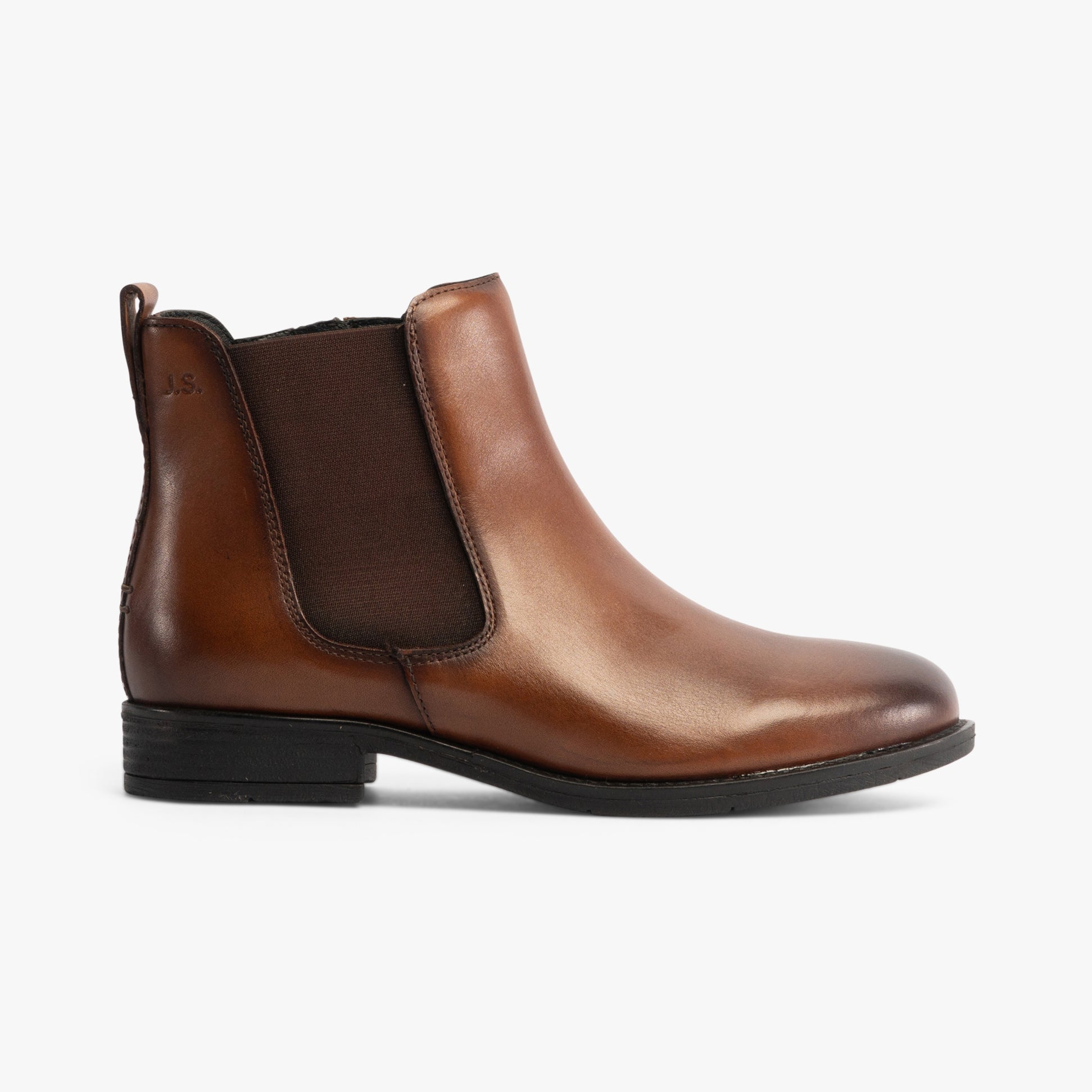 Josef Seibel SIMONA 03 Womens Ankle Boots Cognac side view showcasing leather upper and elasticated side panel.