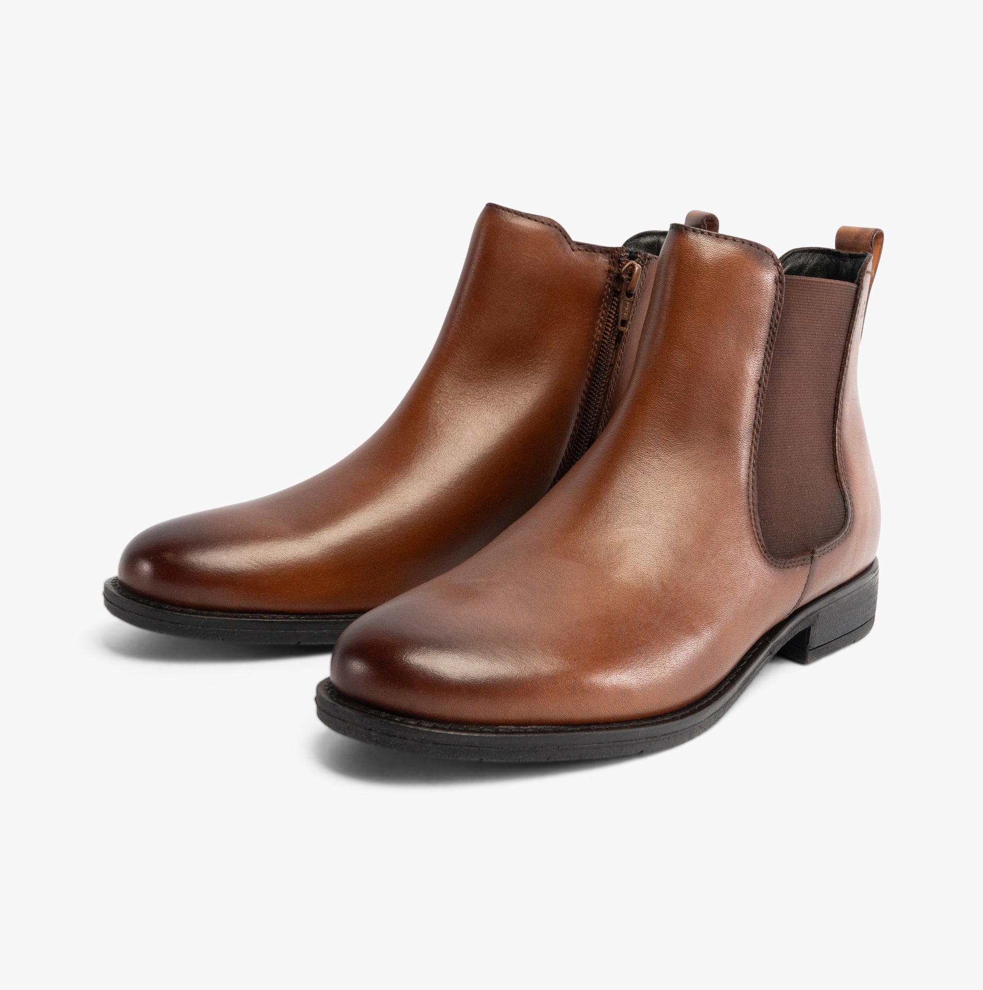 Josef Seibel SIMONA 03 Womens Ankle Boots Cognac side view featuring smooth leather upper and elasticated side panels.