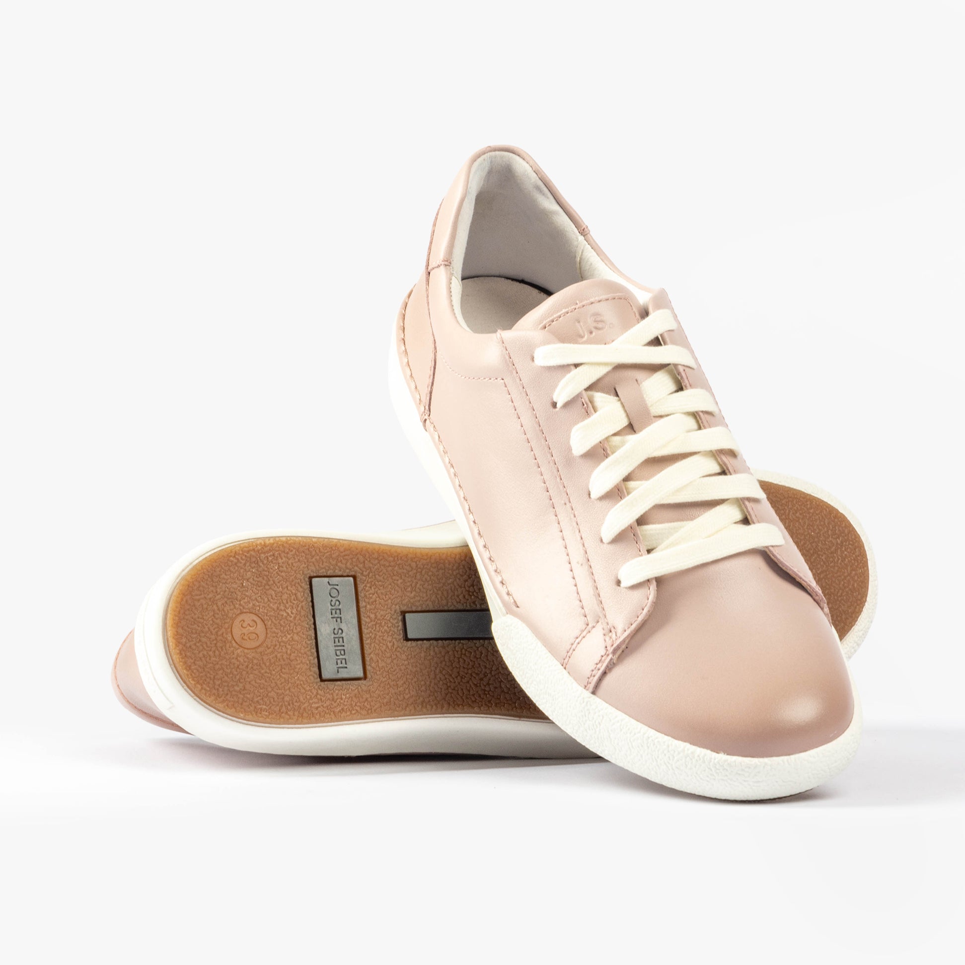 Josef Seibel CLAIRE 01 Womens Trainers Mattrosa side view showing lace-up design and leather upper.