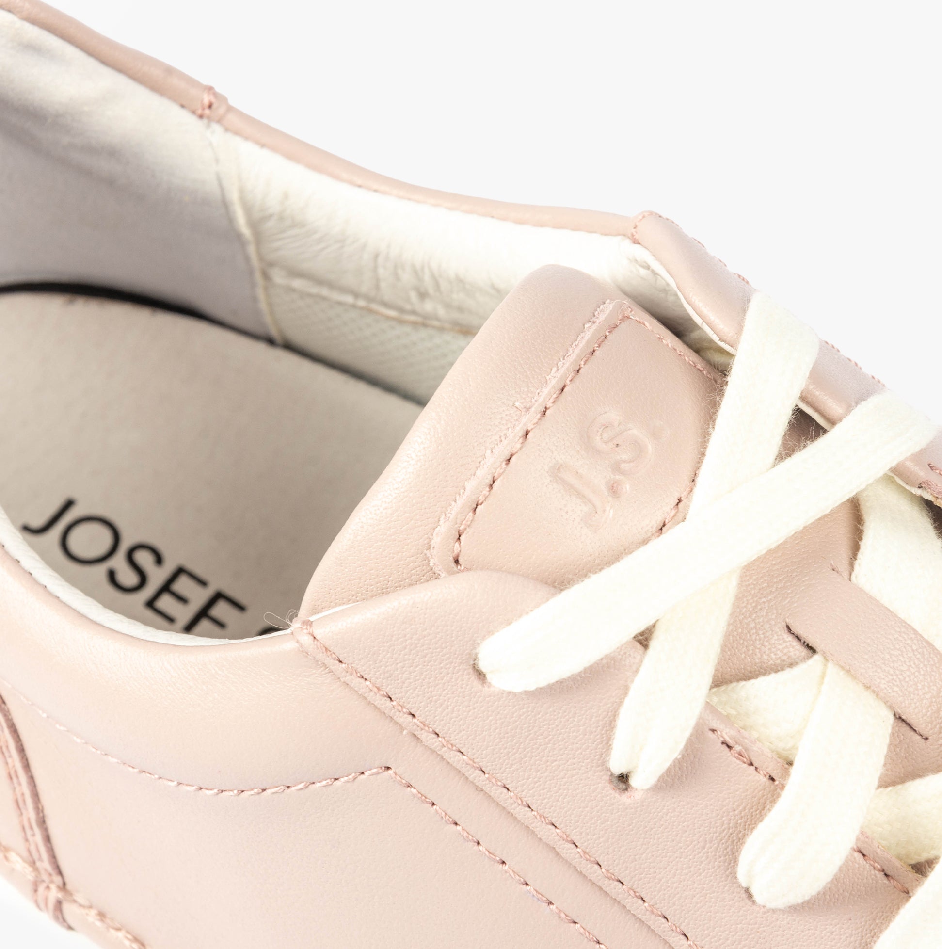Josef Seibel CLAIRE 01 Womens Trainers Mattrosa detail view of lace-up closure and soft leather upper.