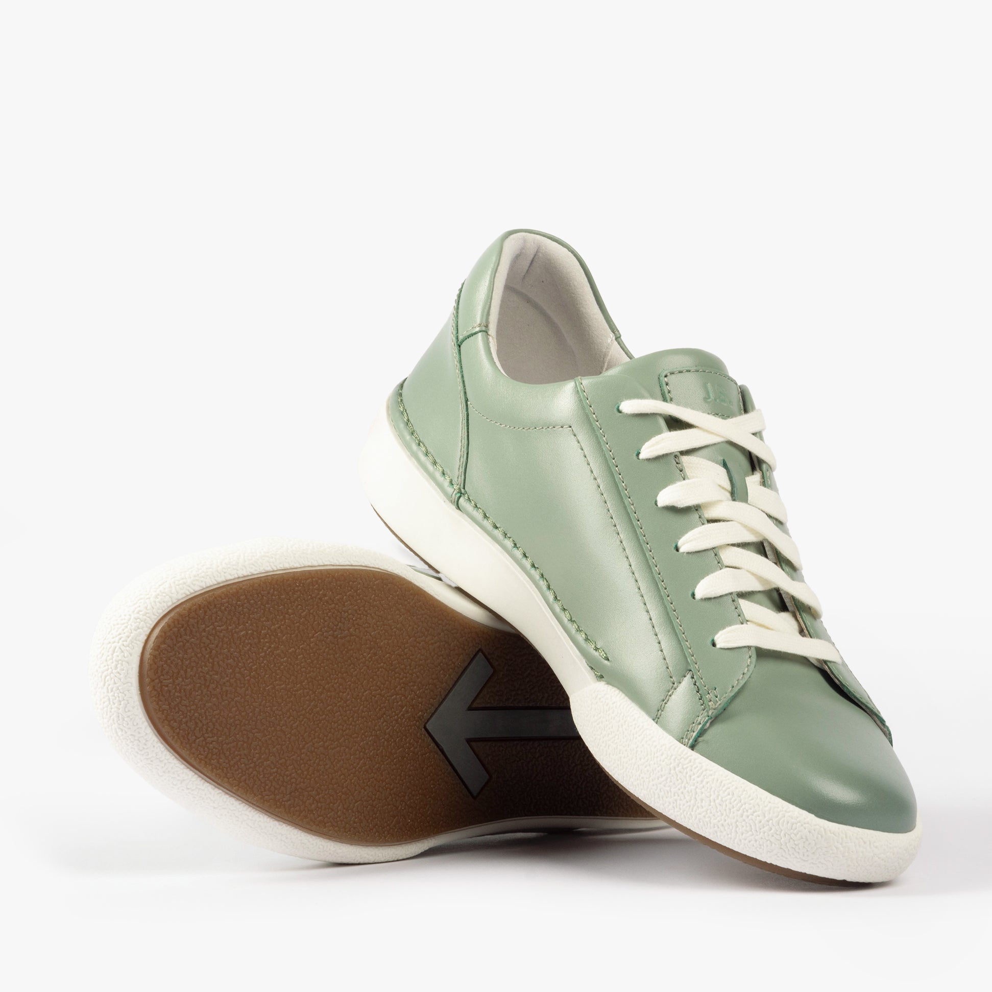 Josef Seibel CLAIRE 01 Womens Trainers Sage side view showing lace-up fastening and low top design.