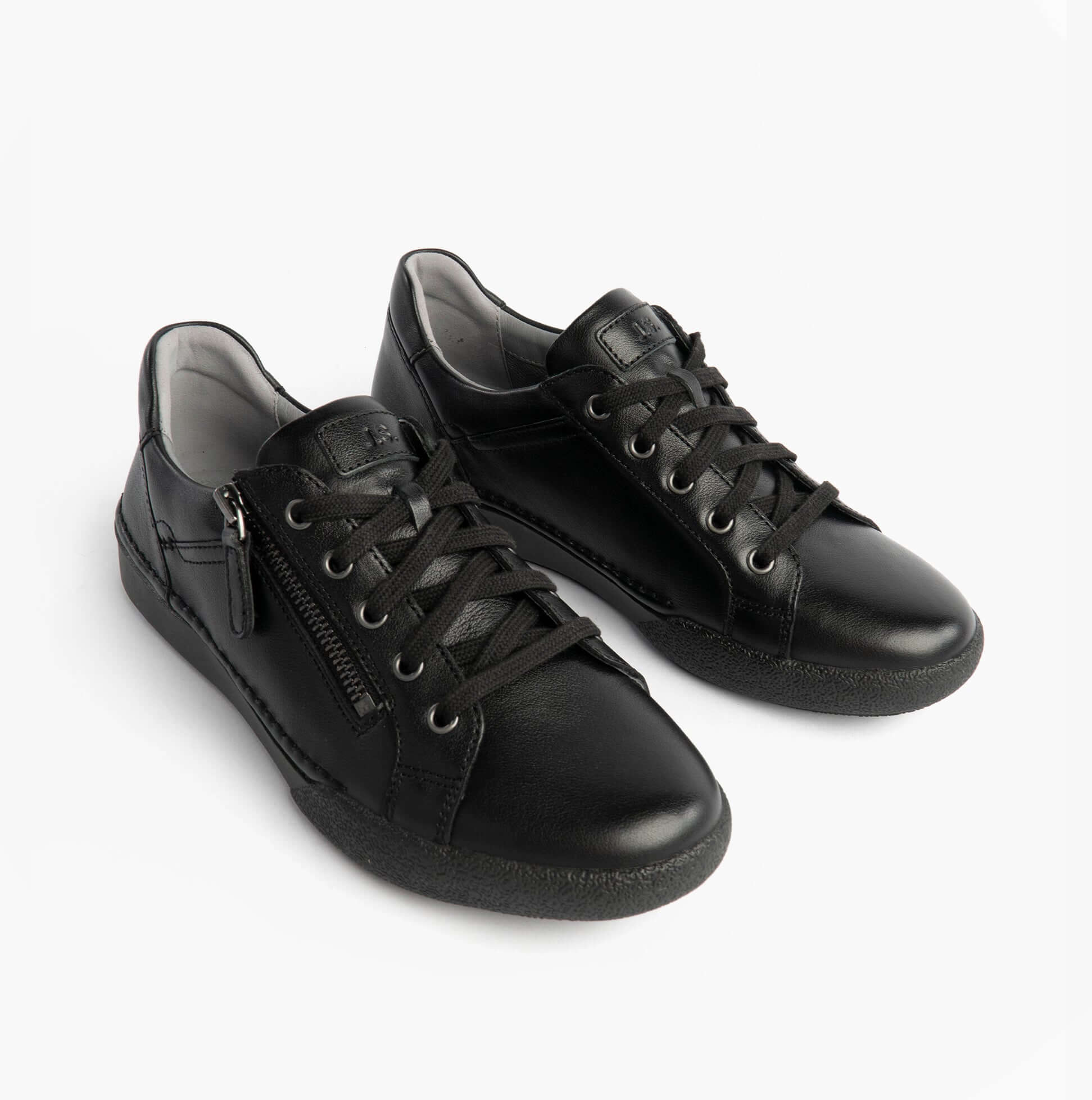 Josef Seibel Claire 13 Womens Casual Shoes Black side view with lace-up and zip closure on a white background.