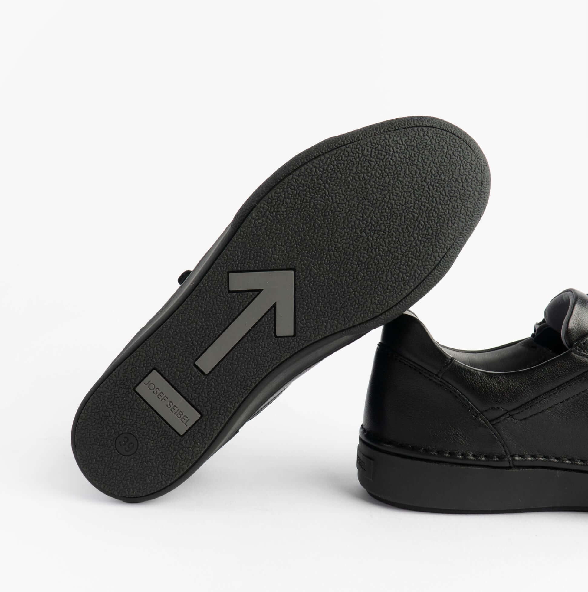 Josef Seibel Claire 13 Womens Casual Shoes Black underside view showcasing the outsole and tread pattern.