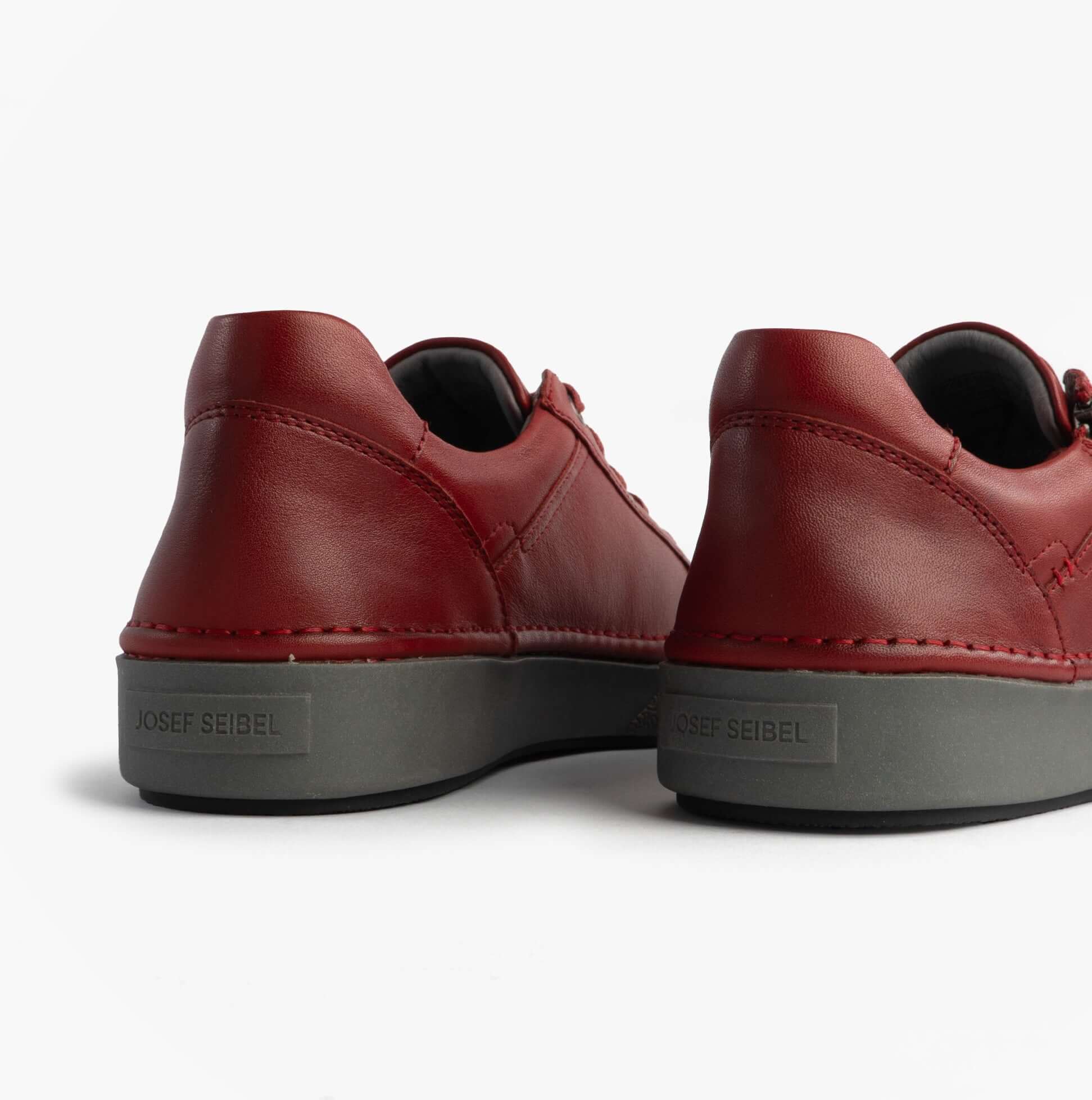 Josef Seibel Claire 13 Womens Casual Shoes Red back view showcasing leather upper and TPR sole.