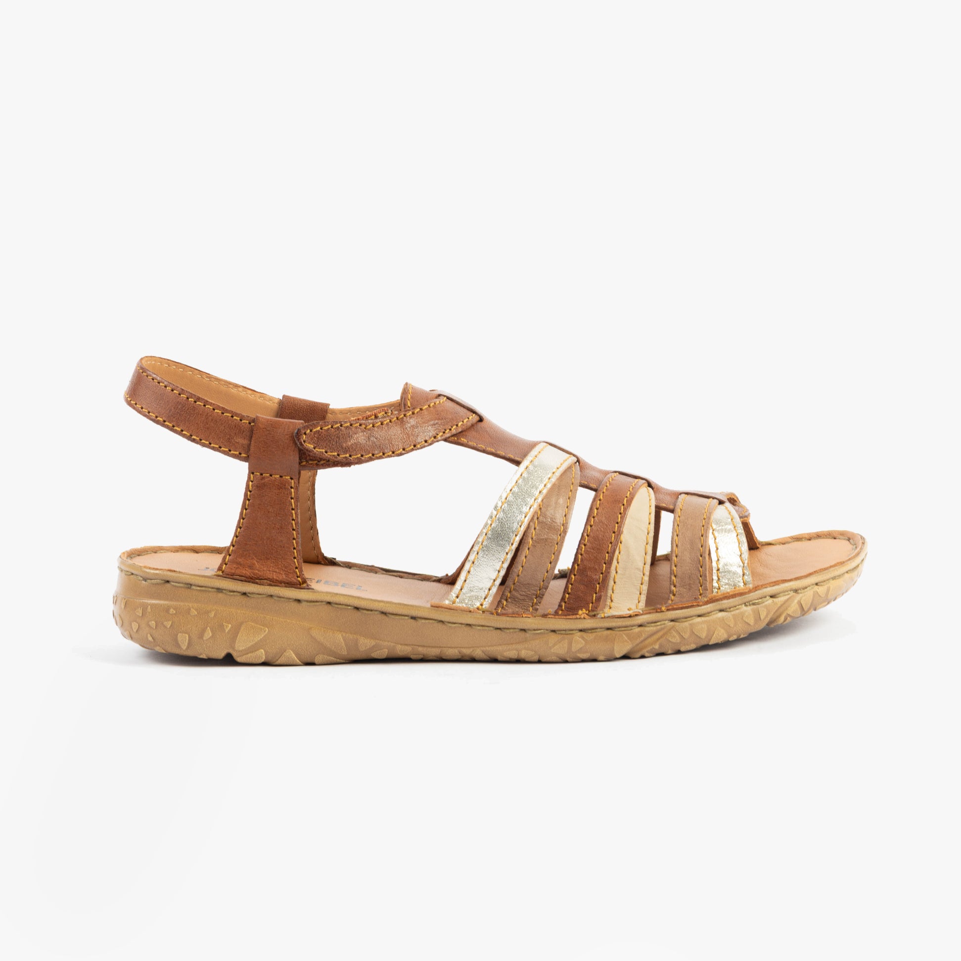 Josef Seibel IVY 02 Womens Sandals Castagne-Multi side view showcasing leather straps and rubber sole.