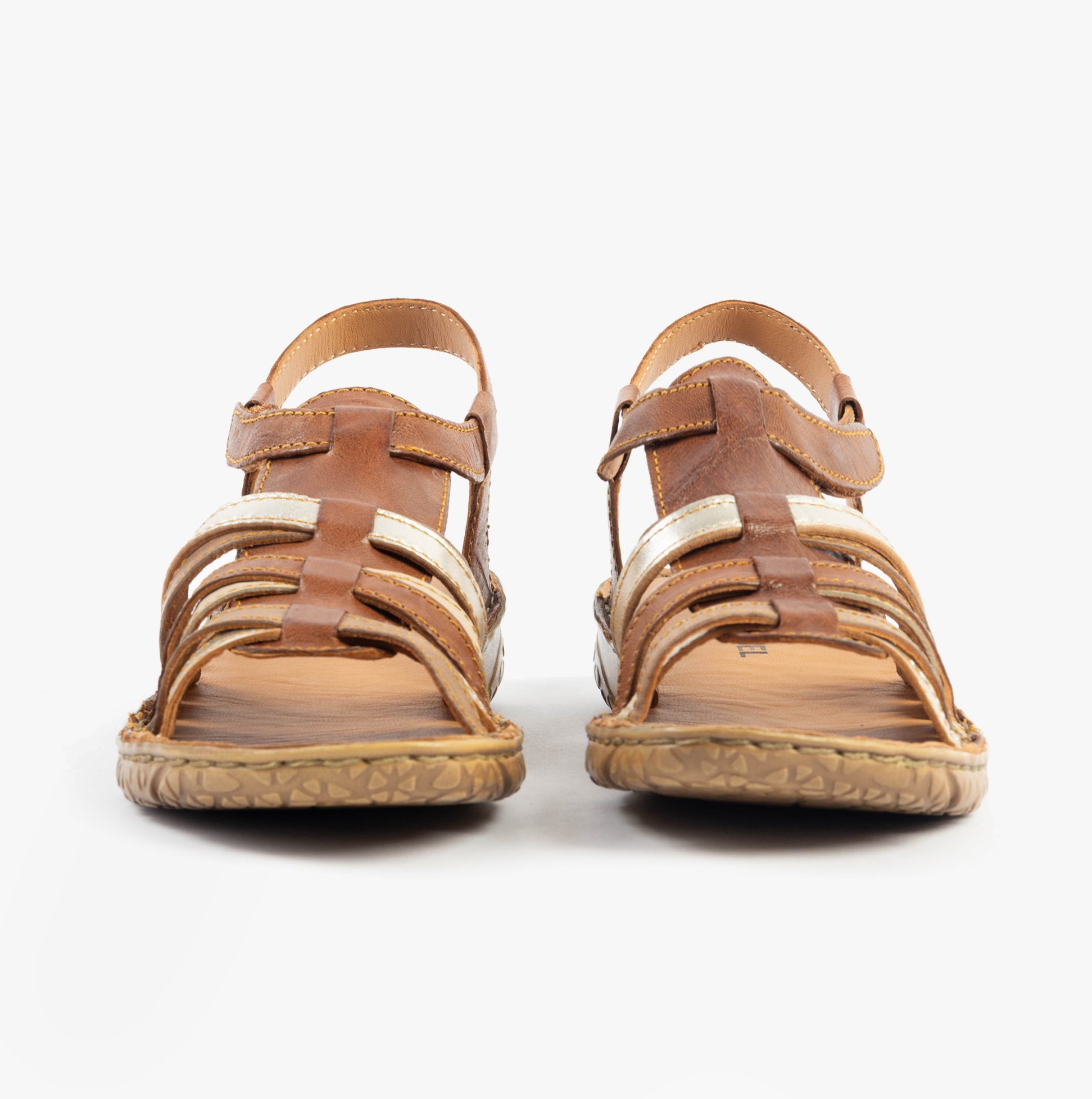 Josef Seibel IVY 02 Womens Sandals Castagne-Multi front view showcasing leather upper and rubber sole.