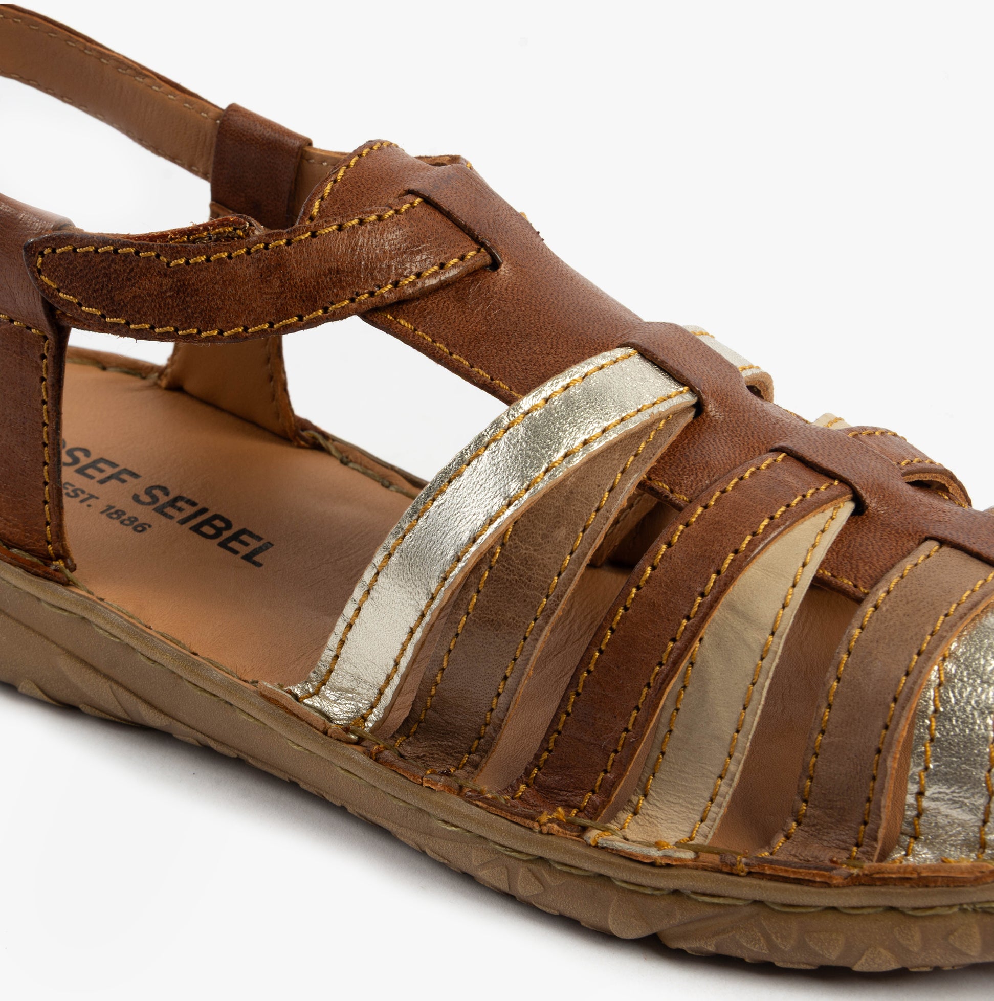 Josef Seibel IVY 02 Womens Sandals Castagne-Multi side view showcasing leather and rubber materials.