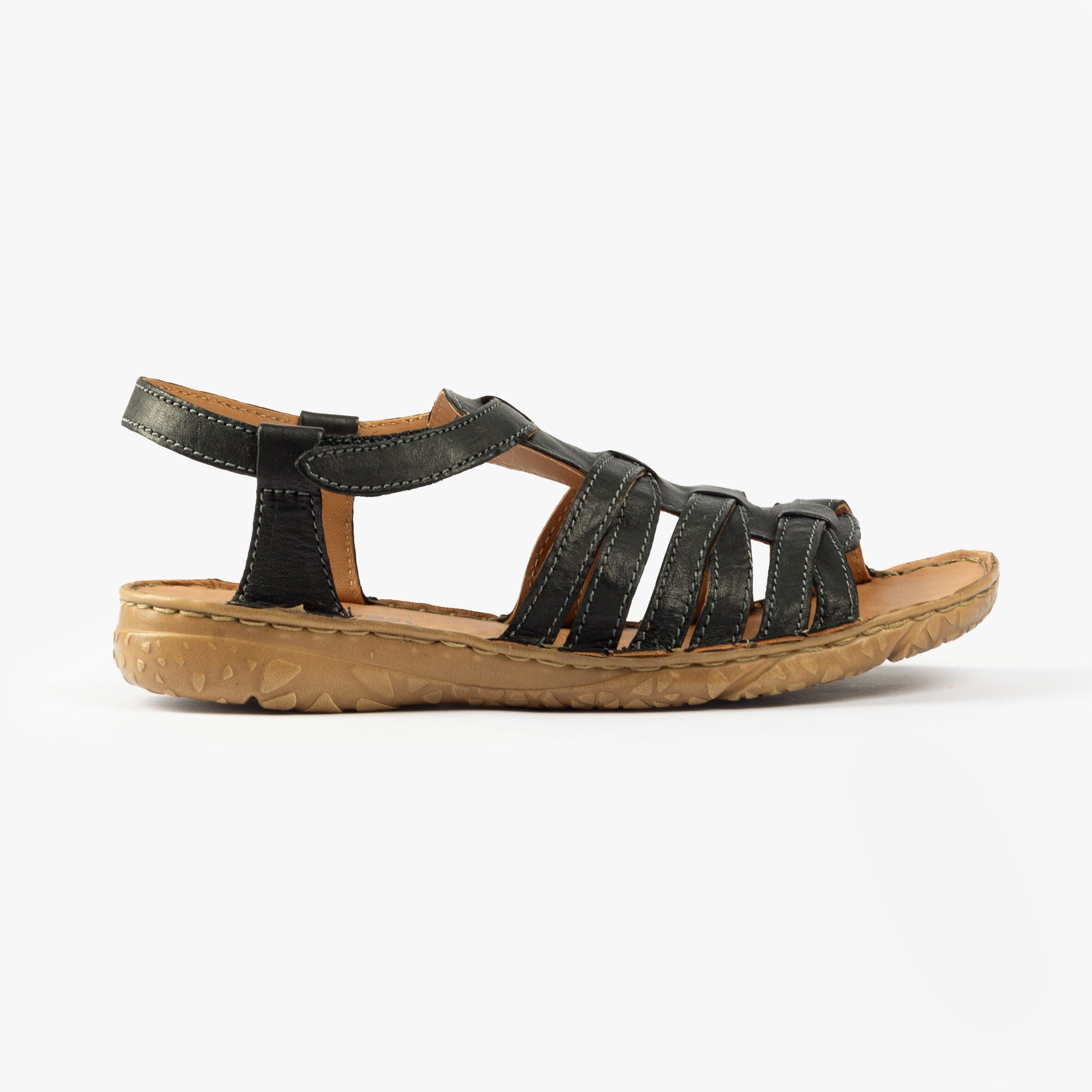 Josef Seibel IVY 02 Womens Sandals Schwarz side view showing leather upper and rubber sole.
