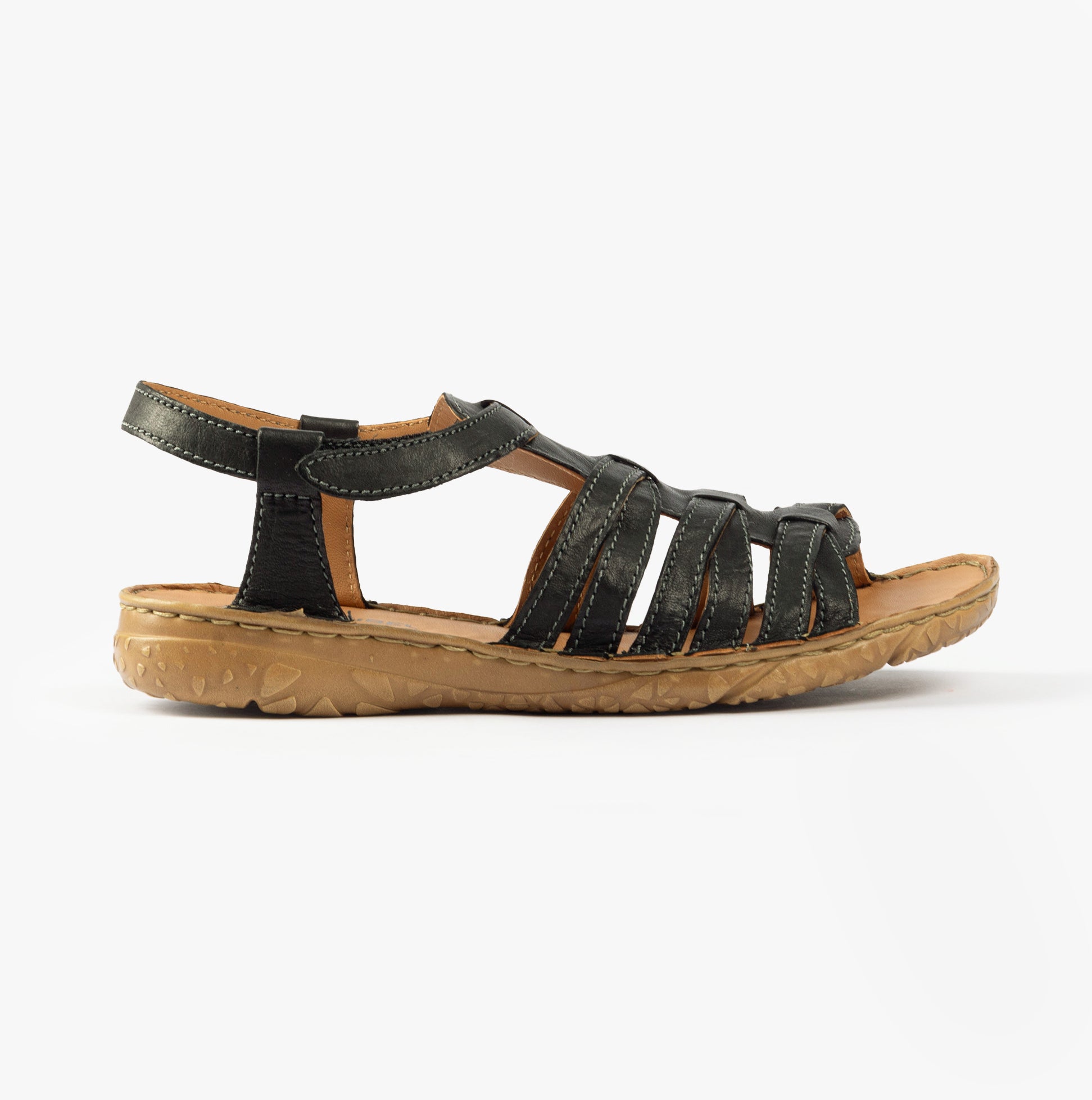 Josef Seibel IVY 02 Womens Sandals Schwarz side view showing leather upper and rubber sole.