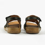 Josef Seibel IVY 02 Womens Sandals Schwarz rear view showing flat rubber sole and leather straps.