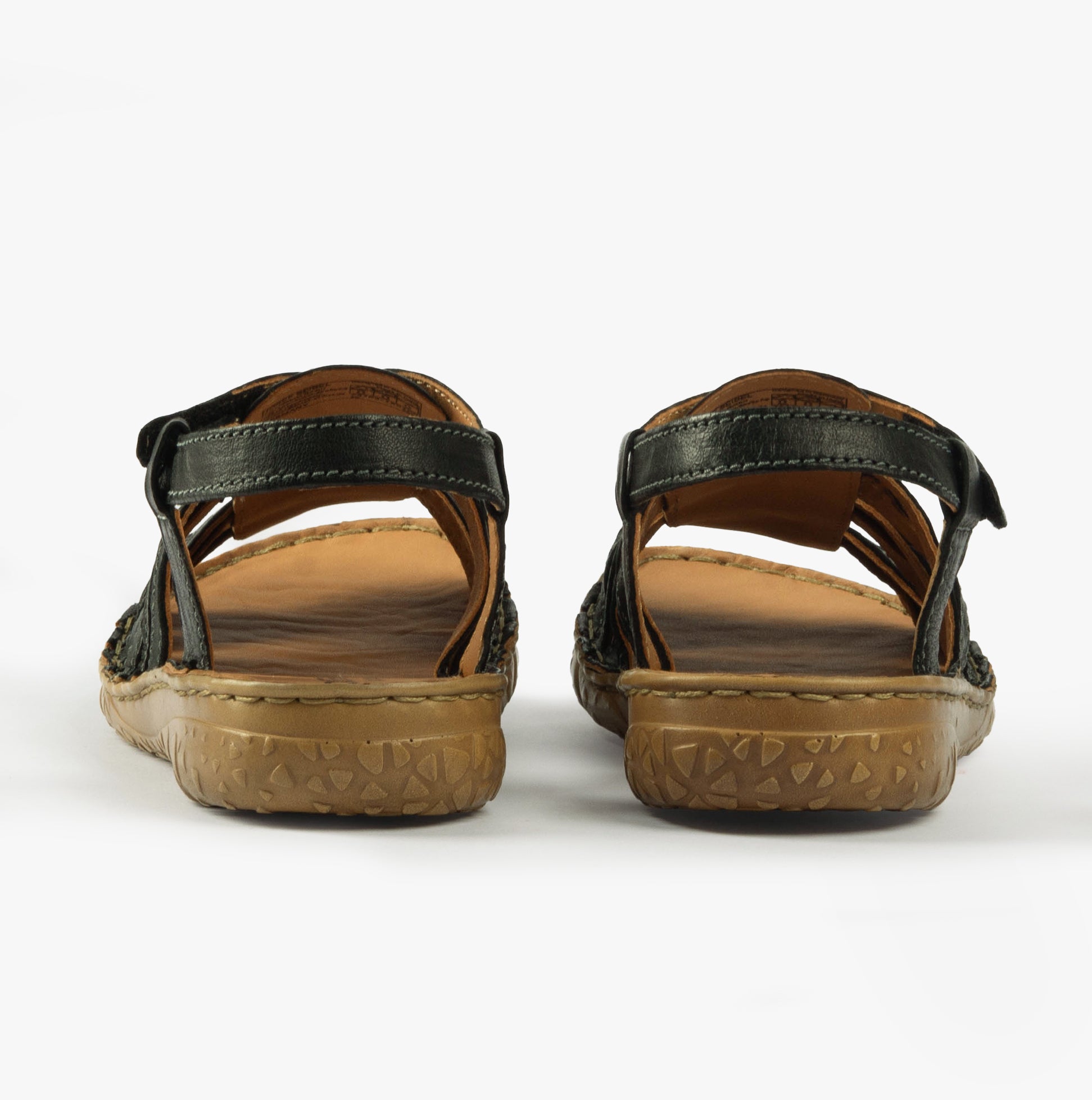 Josef Seibel IVY 02 Womens Sandals Schwarz rear view showing flat rubber sole and leather straps.