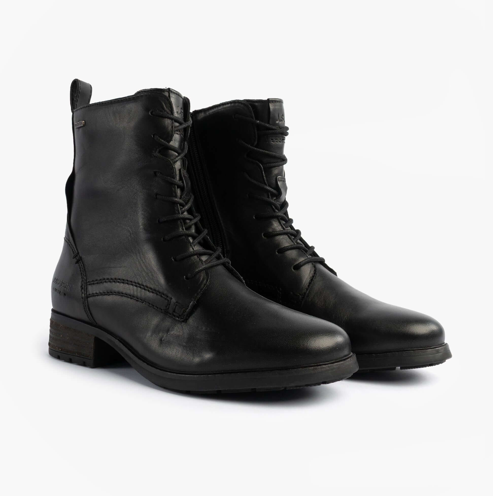 Josef Seibel KATE 50 Womens Waterproof Lace Up Boots Black side view showing leather upper and lace-up design.