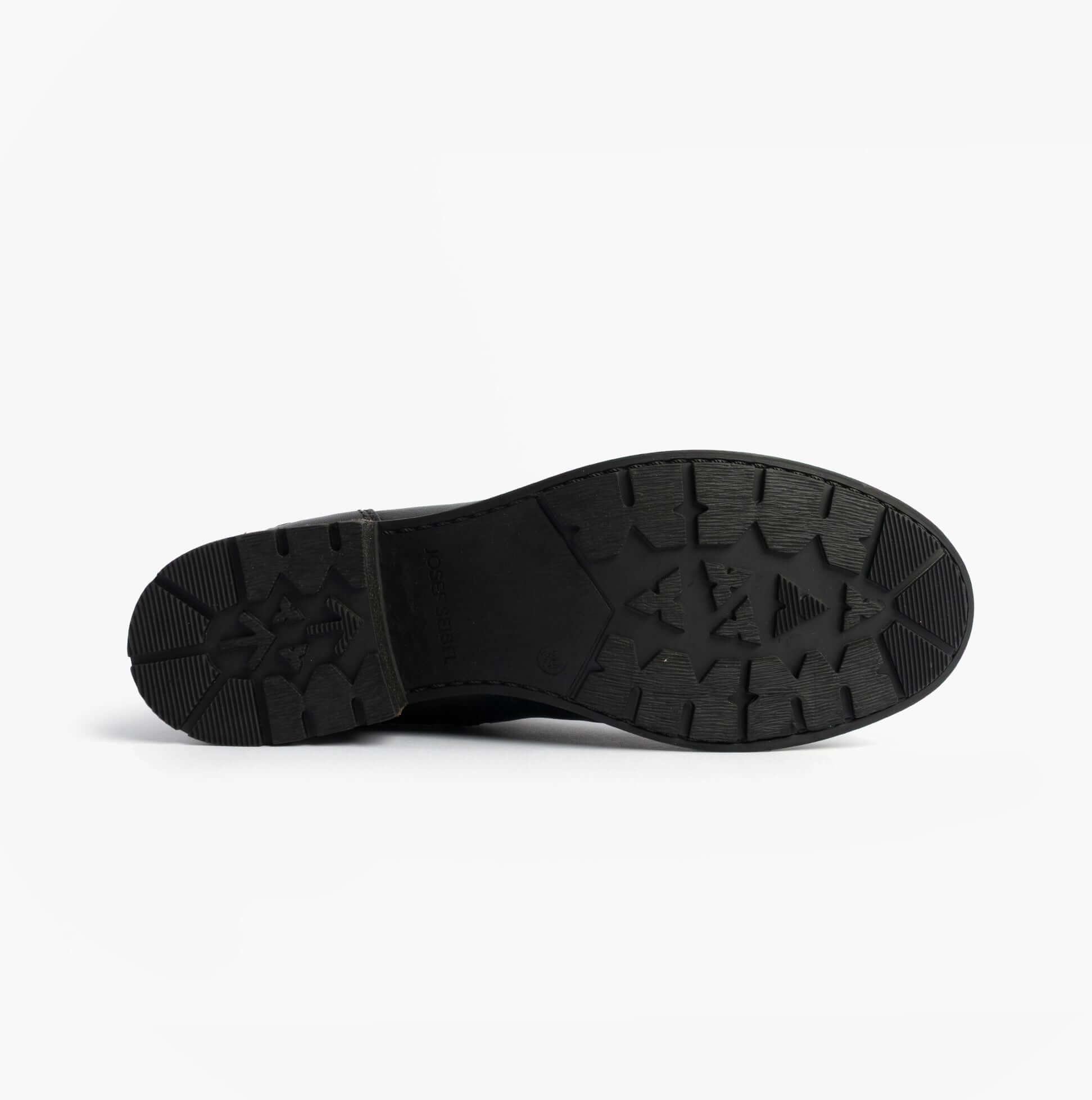 Josef Seibel KATE 50 Womens Waterproof Lace Up Boots Black bottom view showing TPR sole with grip patterns.