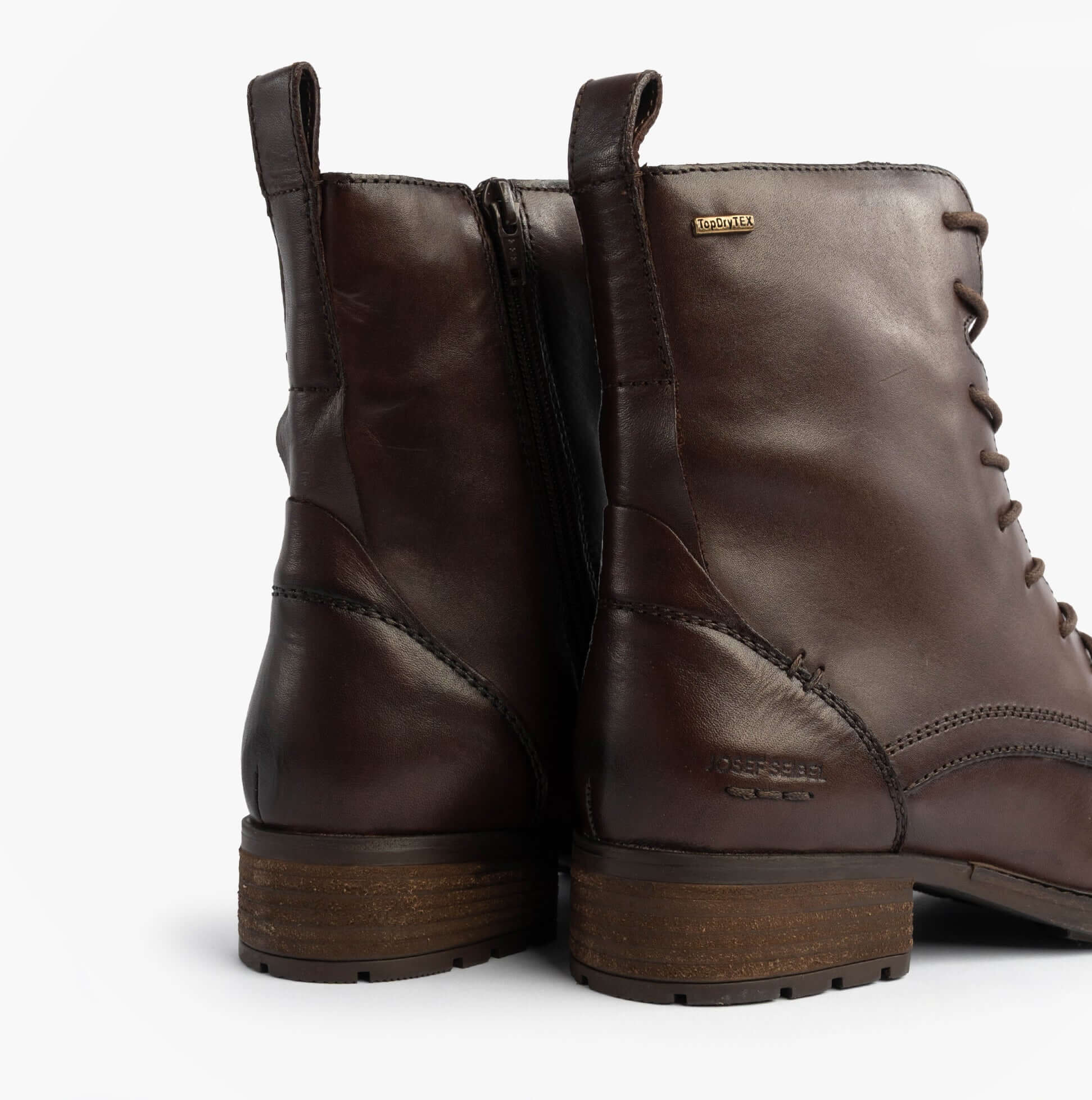 Josef Seibel KATE 50 Womens Lace Up Boots Moro Brown back view showcasing leather finish and lace-up design.