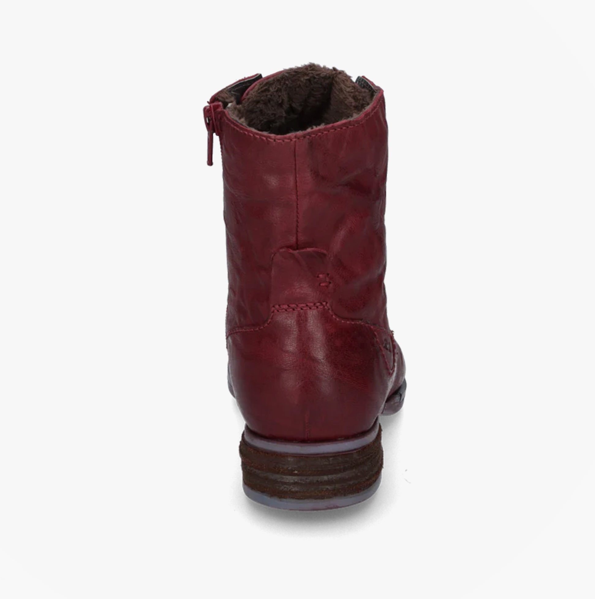 Josef Seibel SANJA 01 Womens Boots Burgundy back view showcasing leather upper and warm lining.