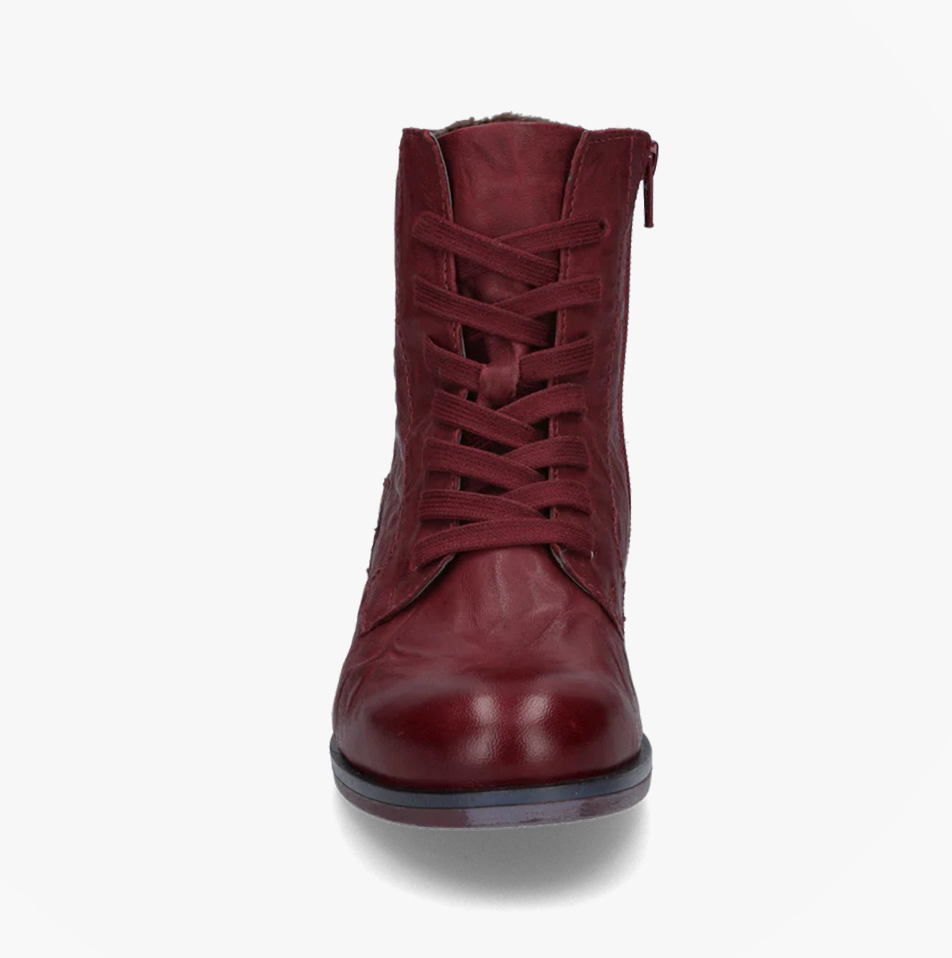 Josef Seibel SANJA 01 Womens Boots Burgundy front view showcasing leather lace-up ankle boots