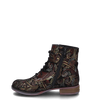 Josef Seibel SANJA01 Womens Boots Black side view with intricate floral patterns and lace-up design.