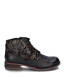 Josef Seibel SANJA 10 Womens Boots Black-Combi side view with detailed floral design on shaft and lace-up closure.