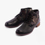 Josef Seibel SANJA 10 Womens Boots Black-Combi side view featuring leather upper and floral design.