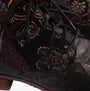 Josef Seibel SANJA 10 Womens Boots Black-Combi detail view showcasing intricate floral patterns and lace-up design.