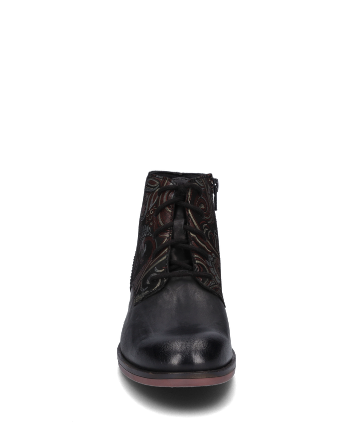 Josef Seibel SANJA 10 Womens Boots Black-Combi front view showing lace-up design and leather upper.