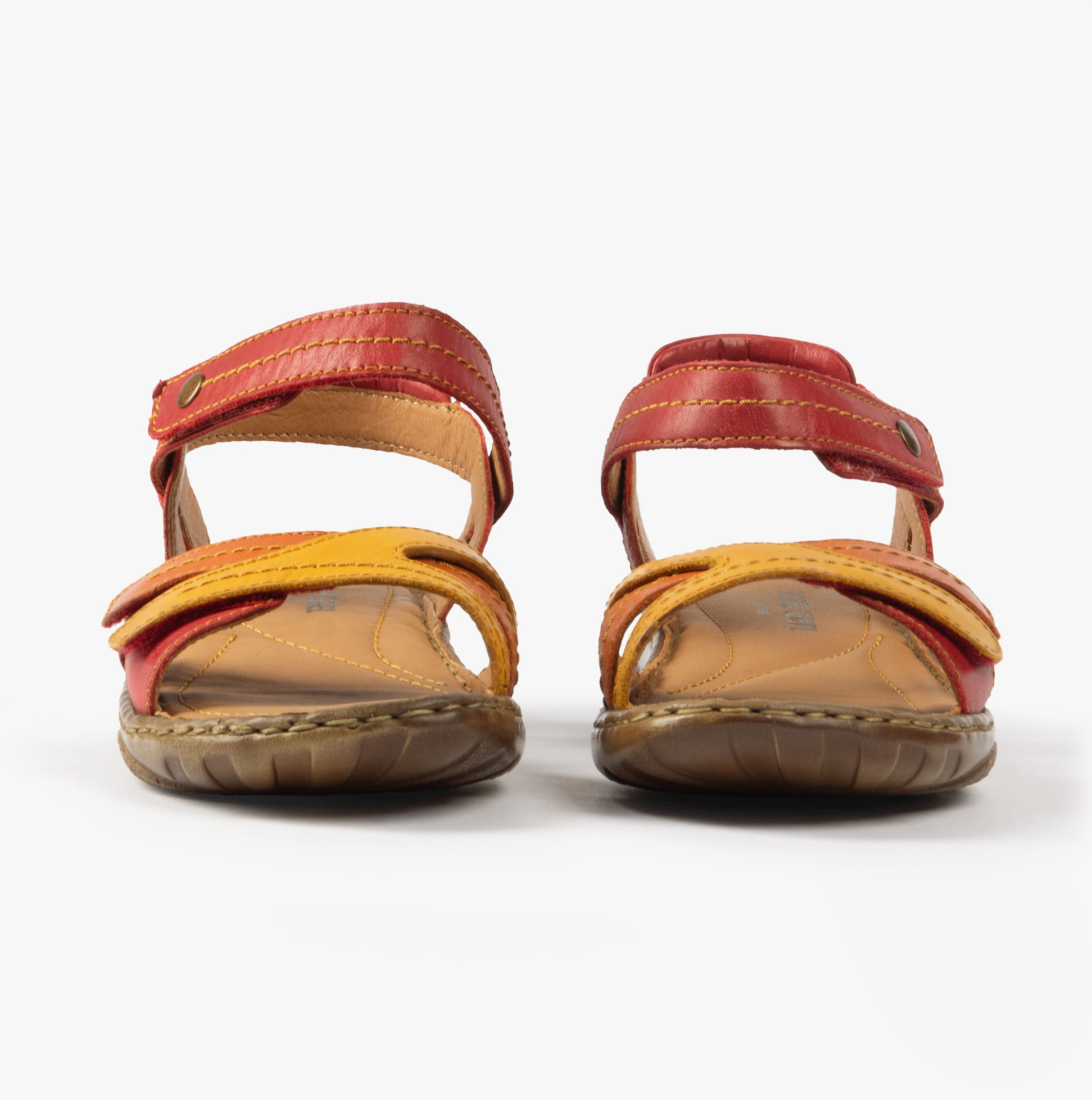 Josef Seibel DEBRA 62 Womens Sandals Rubin-Multi rear view showcasing the colorful leather straps and flat rubber sole.